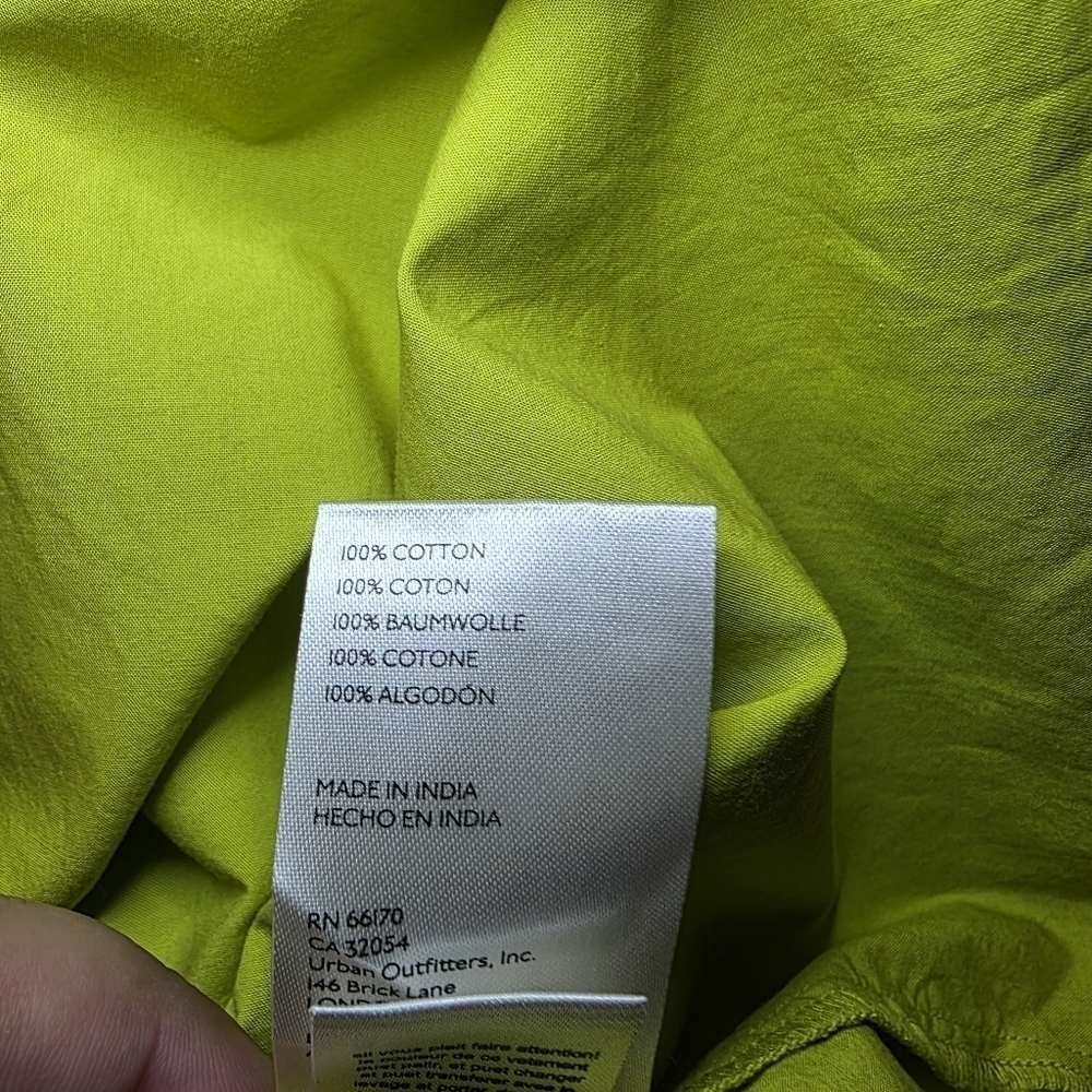 Pilcro Anthropologie Drawstring Chartreuse Poplin Button Blouse Womens XXS - Picture 14 of 14